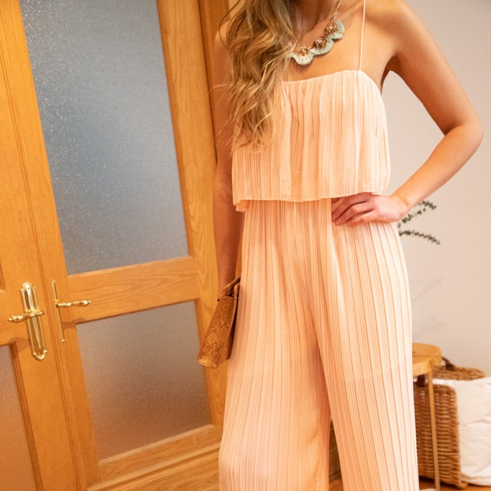 Light Pink Pleated Jumpsiut - Picture 7 of 12